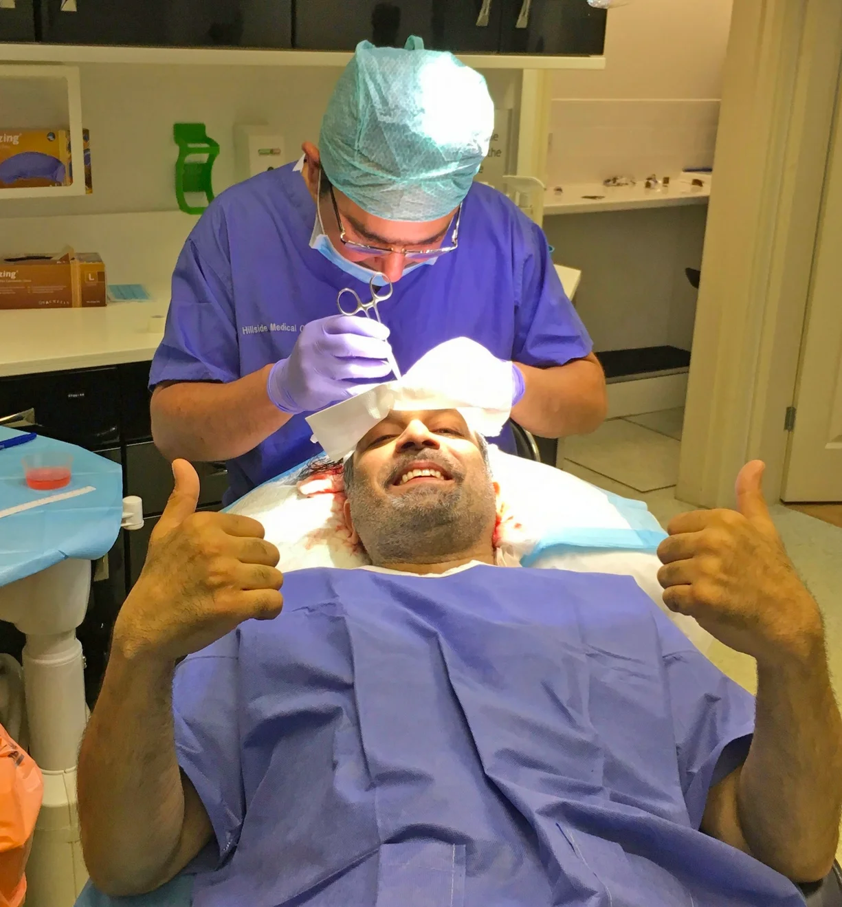 Dr Harris Haseeb with Chad after surgery
